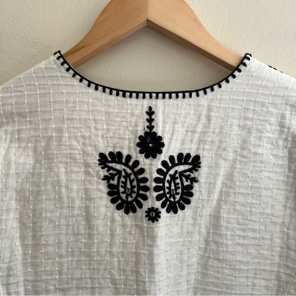 Soft Surroundings White Cropped Jacket with Black Embroidery - Picture 11 of 16